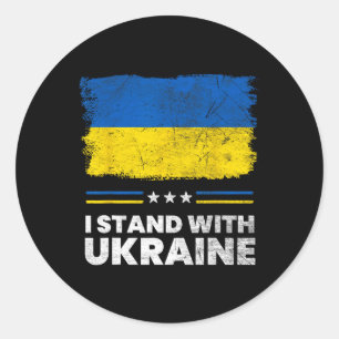 Ich stehe mit der Ukraine-Flagge - Ukrainische Fla Runder Aufkleber