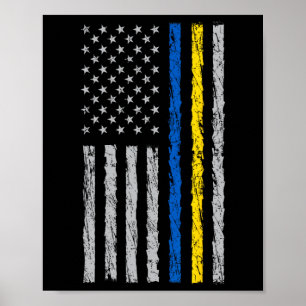 Ich stehe mit der Ukraine-Flagge USA - US-Flagge u Poster