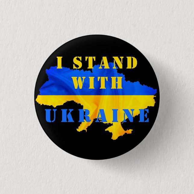 Ich stehe mit der Ukraine - Flaggentaste - Freihei Button (Vorderseite)