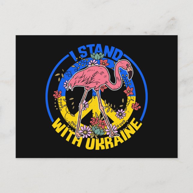 Ich stehe mit der Ukraine Floral Flamingo Postkarte (Vorderseite)
