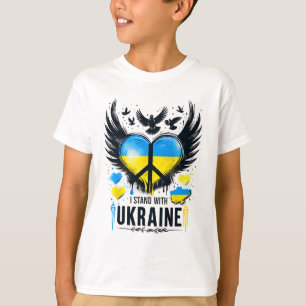Ich stehe mit der Ukraine Frieden Ukrainische Flag T-Shirt