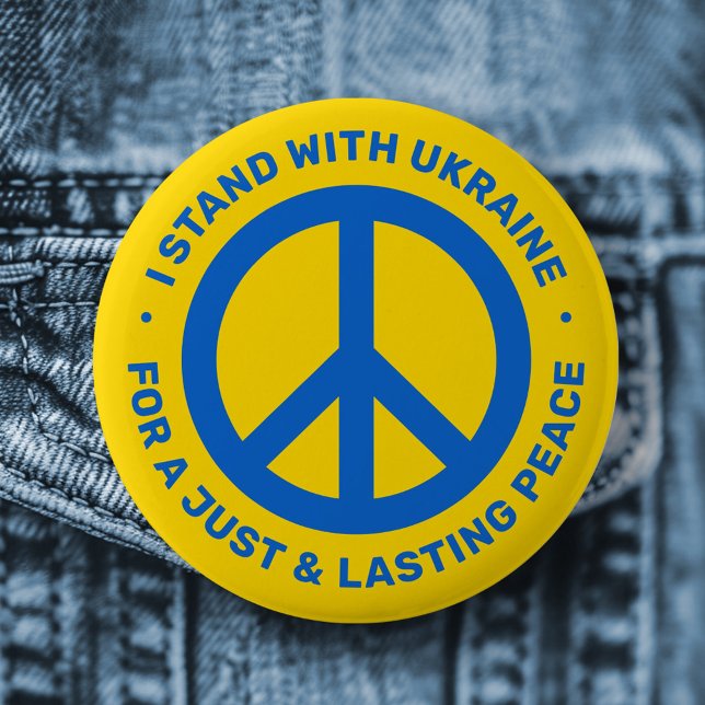 Ich stehe mit der Ukraine für ein dauerhaftes Frie Button (I stand with Ukraine for just lasting peace symbol Button)
