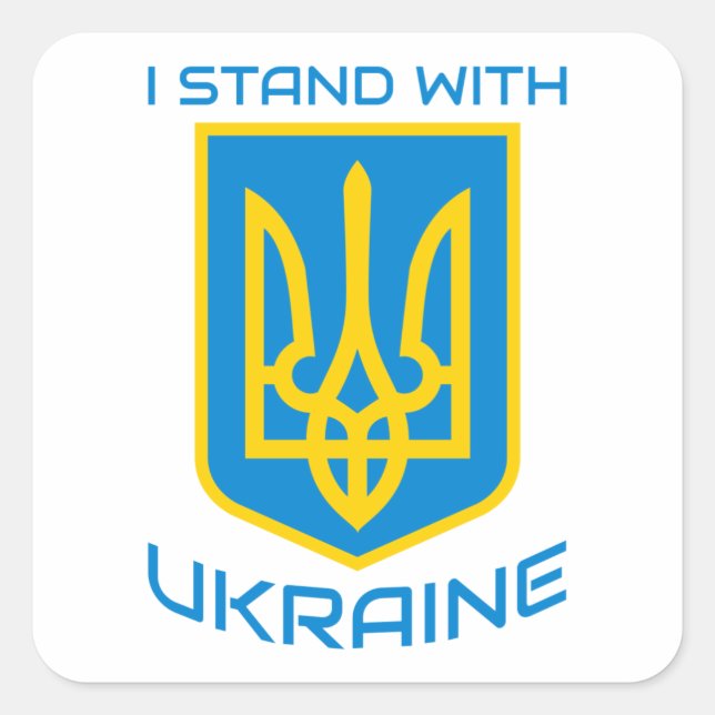 Ich stehe mit der Ukraine Quadratischer Aufkleber (Vorderseite)