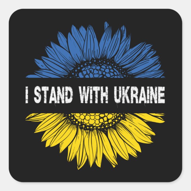 Ich stehe mit der Ukraine Quadratischer Aufkleber (Vorderseite)