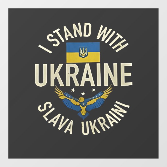 Ich stehe mit der Ukraine Slava Ukraini Fensteraufkleber (Blatt)