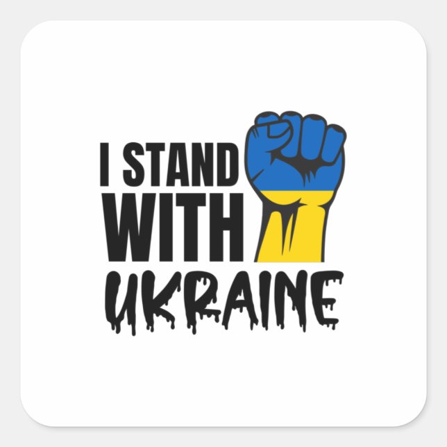 Ich stehe mit der Ukraine | Solidarität | ukrainis Quadratischer Aufkleber (Vorderseite)