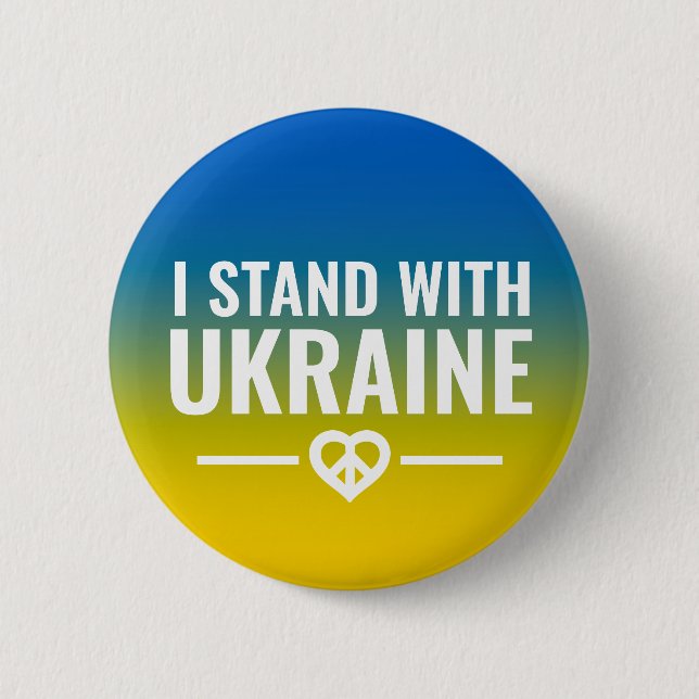 Ich stehe mit der Ukraine - Symbol für Herzfrieden Button (Vorderseite)