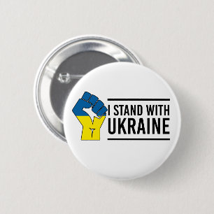 Ich stehe mit der Ukraine Ukraine Flag Hand Flag Button