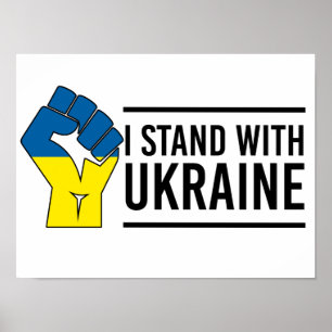 Ich stehe mit der Ukraine Ukraine Flag Hand Flag Poster