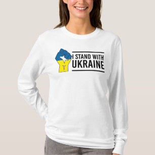 Ich stehe mit der Ukraine Ukraine Flag Hand Flag T-Shirt