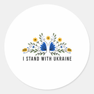 Ich stehe mit der Ukraine Ukraine-Flagge Sonnenblu Runder Aufkleber