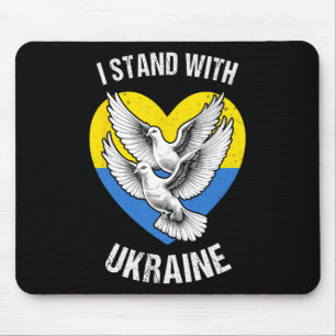 Ich stehe mit der Ukraine Ukrainische Flagge Herz Mousepad