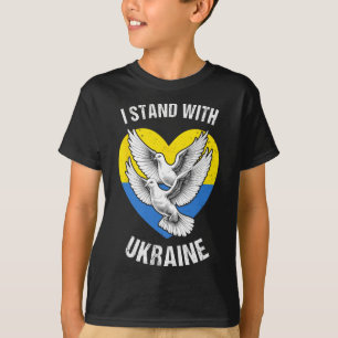 Ich stehe mit der Ukraine Ukrainische Flagge Herz T-Shirt