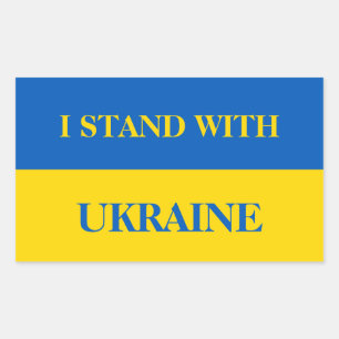 Ich stehe mit der Ukraine. Ukrainische Flagge. Rechteckiger Aufkleber