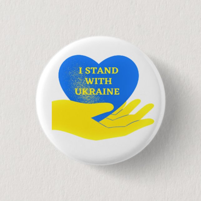 Ich stehe mit der Ukraine - Unterstützung - Herz - Button (Vorderseite)