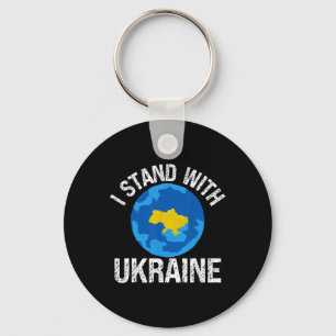 Ich stehe mit der Ukraine Weltkarte Unterstützung Schlüsselanhänger