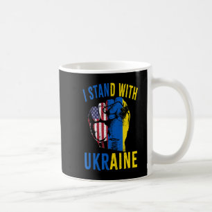 Ich stehe mit der ukrainischen Fahne der amerikani Kaffeetasse