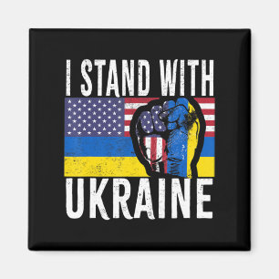 Ich stehe mit der ukrainischen Fahne der amerikani Magnet