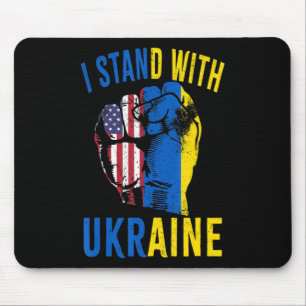 Ich stehe mit der ukrainischen Fahne der amerikani Mousepad