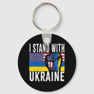Ich stehe mit der ukrainischen Fahne der amerikani Schlüsselanhänger