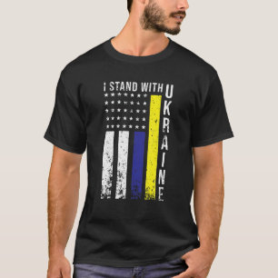 Ich stehe mit der ukrainischen Fahne der amerikani T-Shirt