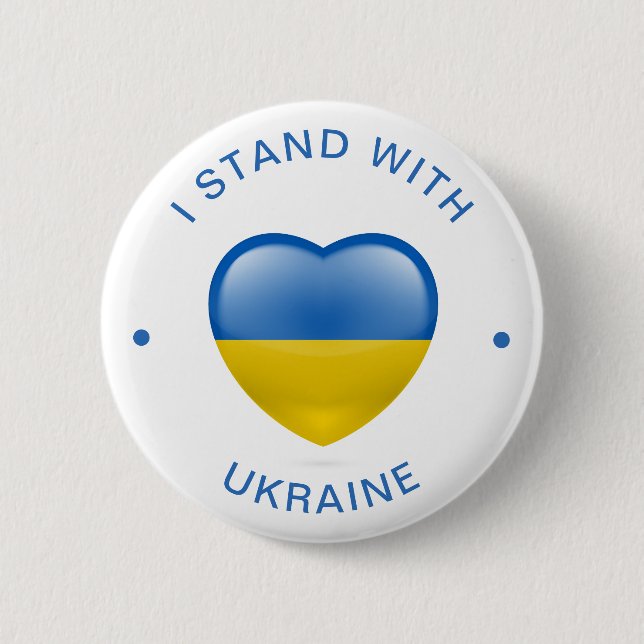 Ich stehe mit der ukrainischen Fahne Liebe Herz Button (Vorderseite)