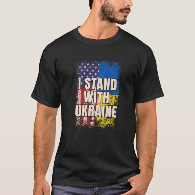 Ich stehe mit der ukrainischen Fahne T-Shirt (Vorderseite)