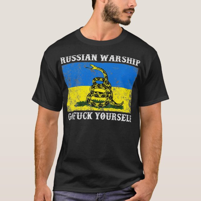 Ich stehe mit der ukrainischen Flagge Russisch geh T-Shirt (Vorderseite)
