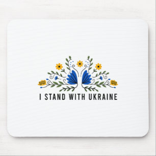 Ich stehe mit der ukrainischen Flagge Sonnenblumen Mousepad