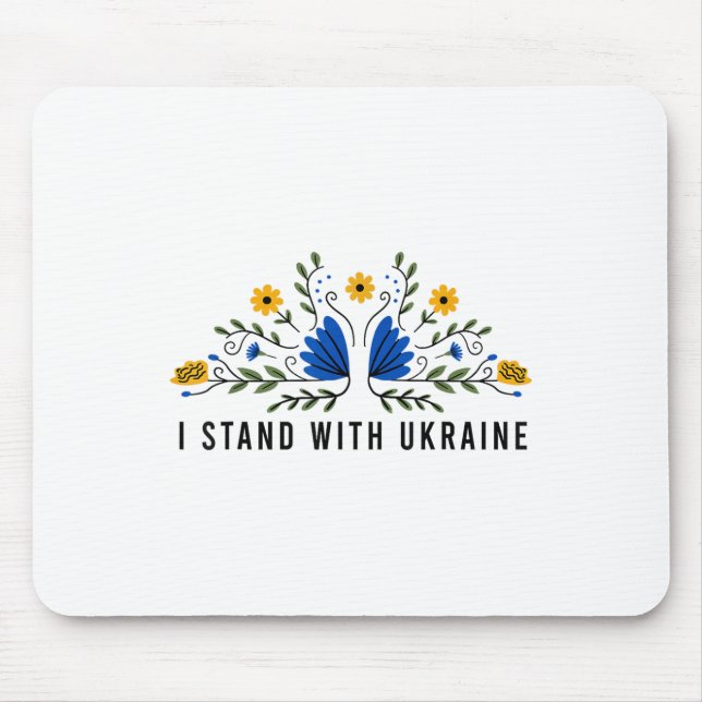 Ich stehe mit der ukrainischen Flagge Sonnenblumen Mousepad (Vorne)