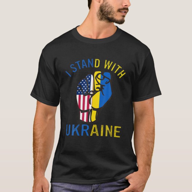 Ich stehe mit der ukrainischen Flagge T-Shirt (Vorderseite)