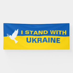 Ich stehe mit der ukrainischen Flagge Tauben Fried Banner