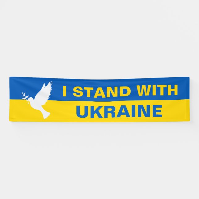 Ich stehe mit der ukrainischen Flagge Tauben Fried Banner (Horizontal)