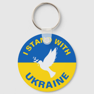 Ich stehe mit der ukrainischen Flagge Tauben Fried Schlüsselanhänger
