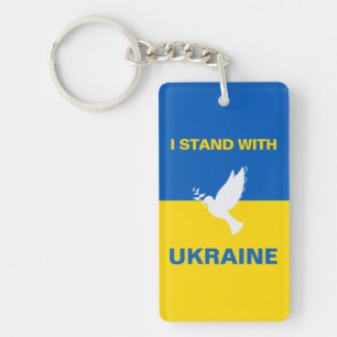 Ich stehe mit der ukrainischen Flagge Tauben Fried Schlüsselanhänger