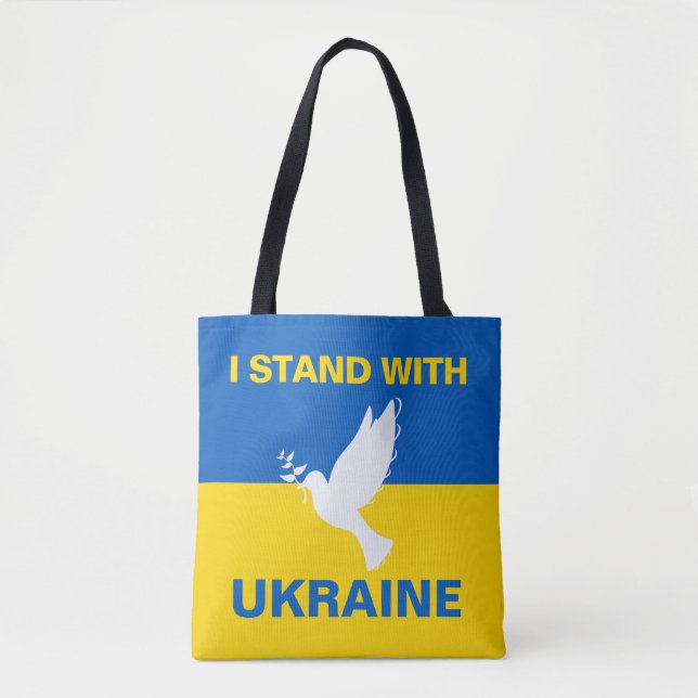 Ich stehe mit der ukrainischen Flagge Tauben Fried Tasche (Vorderseite)