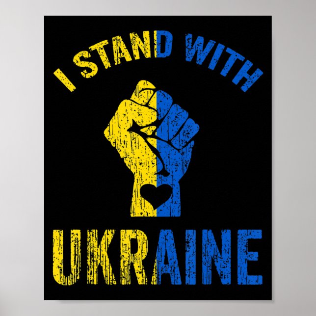 Ich stehe mit der ukrainischen Flaggenunterstützun Poster (Vorne)