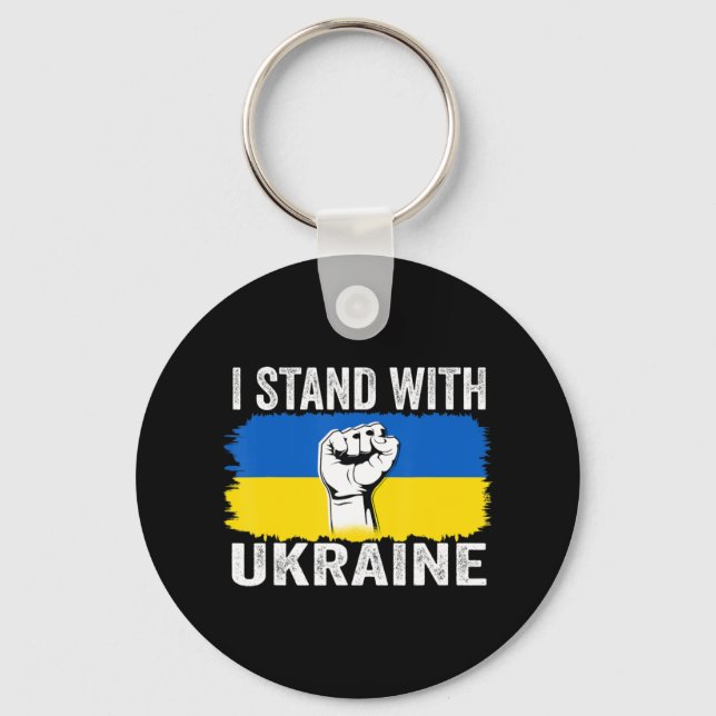 Ich stehe mit der ukrainischen Flaggenunterstützun Schlüsselanhänger (Vorderseite)