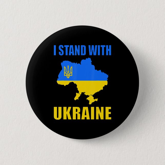 Ich stehe mit der ukrainischen Karte und ukrainisc Button (Vorderseite)