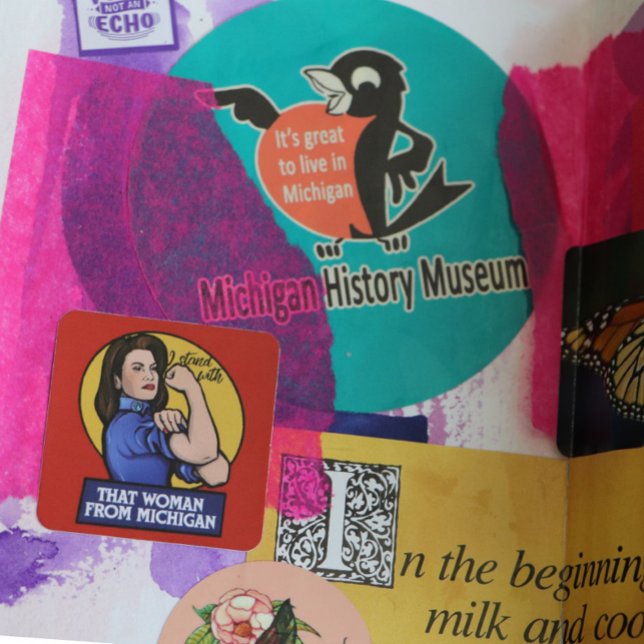 Ich stehe mit dieser Frau aus Michigan da Quadratischer Aufkleber (Von Creator hochgeladen)