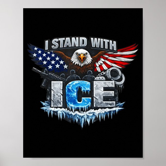 Ich stehe mit Eisstütze Eis  Poster (Vorne)