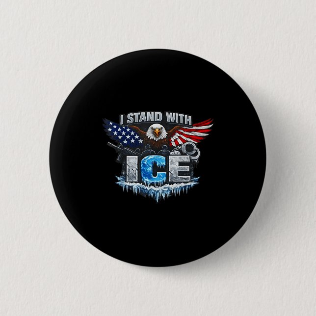Ich stehe mit Eisunterstützung Eis  Button (Vorderseite)