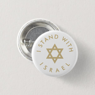 Ich stehe mit Israel goldener Star von David Zoll  Button