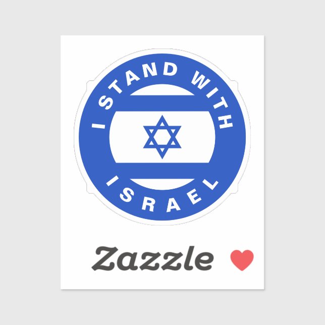 Ich stehe mit Israel in einem blauen Brauch Aufkleber (Blatt)