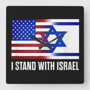 Ich stehe mit Israel patriotisch Quadratische Wanduhr