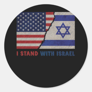 Ich stehe mit Israel, Patriotische Flagge der USA  Runder Aufkleber