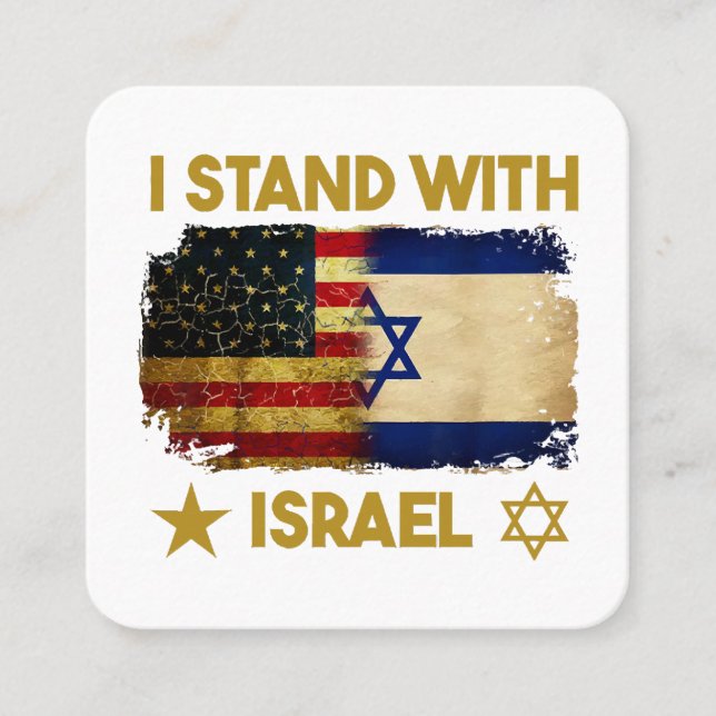Ich stehe mit Israel Shirt da, das ich mit Israel  Quadratische Visitenkarte (Vorderseite)