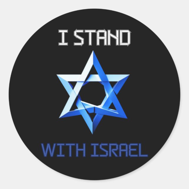 Ich stehe mit Israel, unterstütze Israel Runder Aufkleber (Vorderseite)