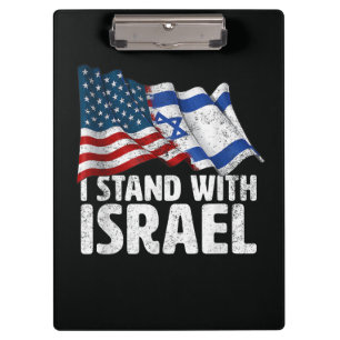 Ich stehe mit Israel USA Amerikanische Flagge Klemmbrett