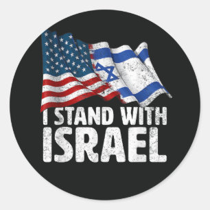 Ich stehe mit Israel USA Amerikanische Flagge Runder Aufkleber